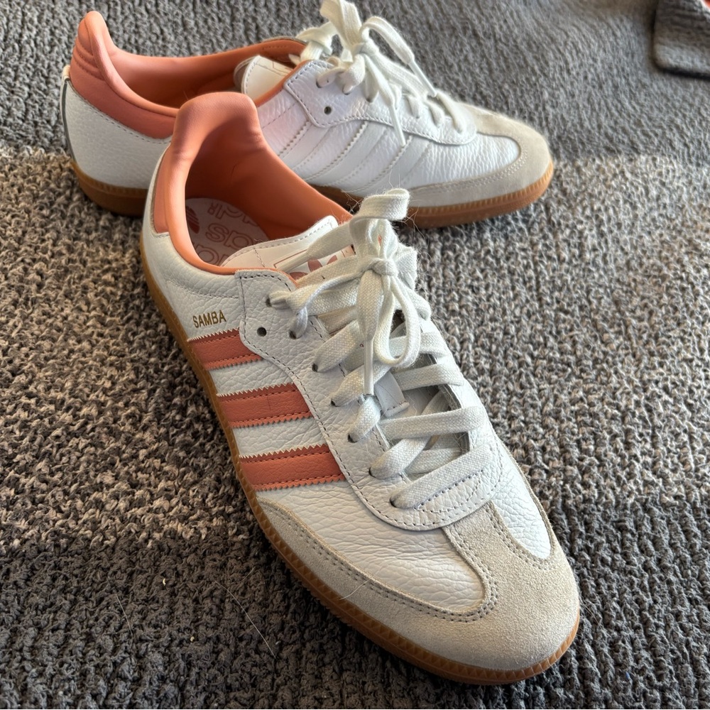 Adidas Samba White and Coral Women's Sneakers